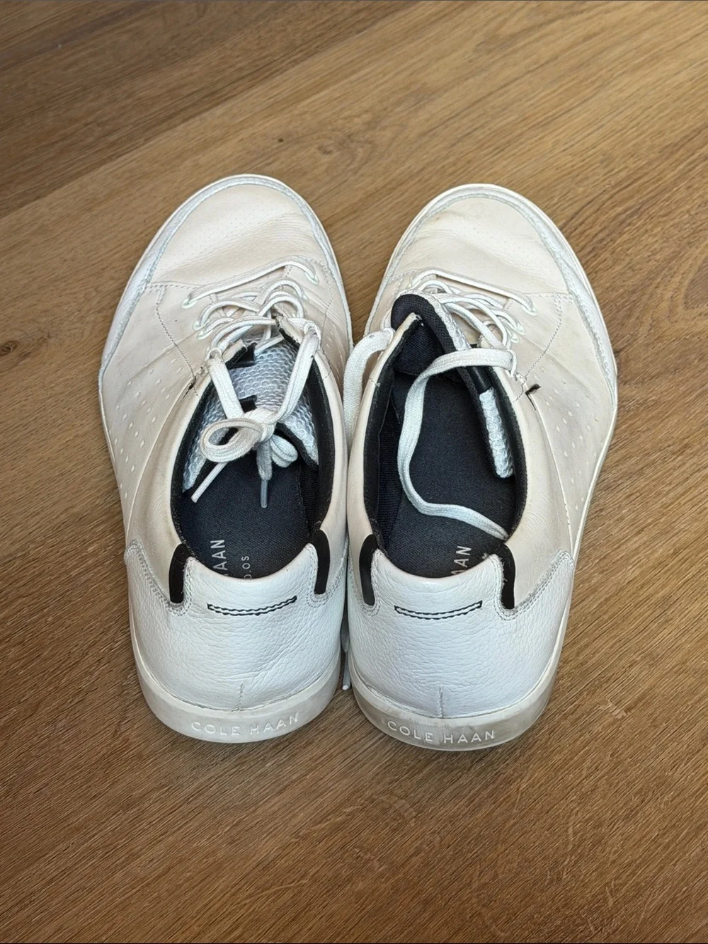 Cole Haan Men’s Leather Sneakers in White with Black Lining